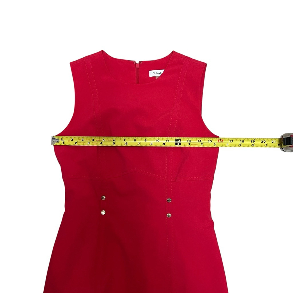 Calvin Klein Women’s Pink Red Sheath Dress Size 4 Sleeveless Career Cocktail - Picture 6 of 14